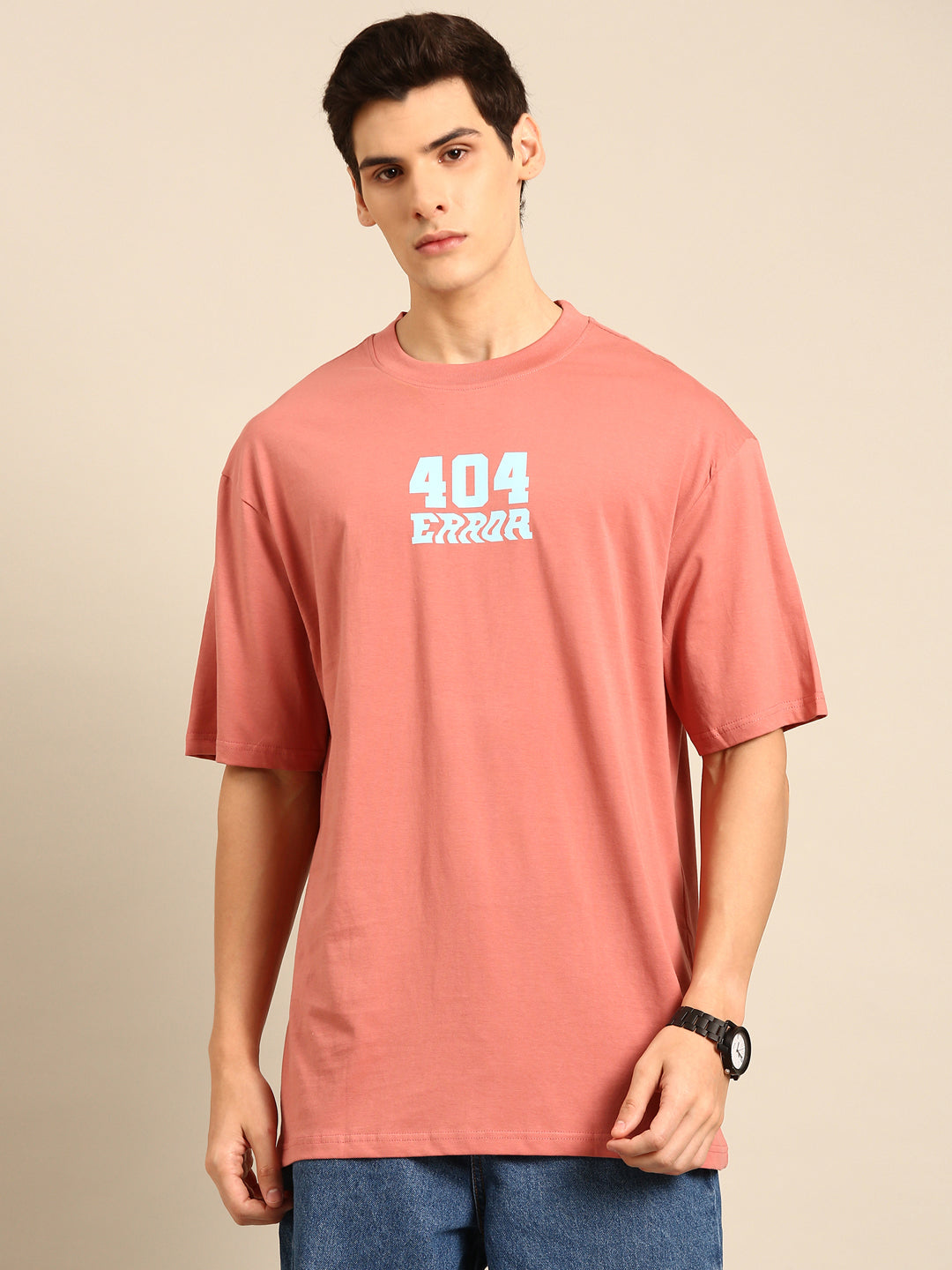 404 Error: Pink typography print oversized fit tshirt