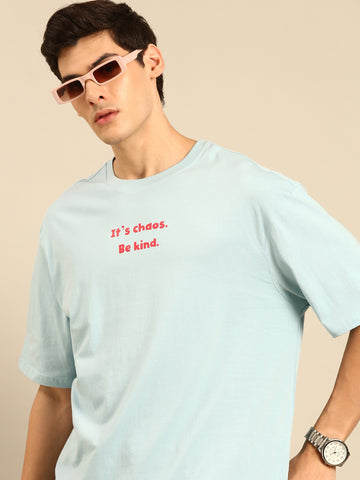 Be Kind: Aqua typography print oversized fit tshirt