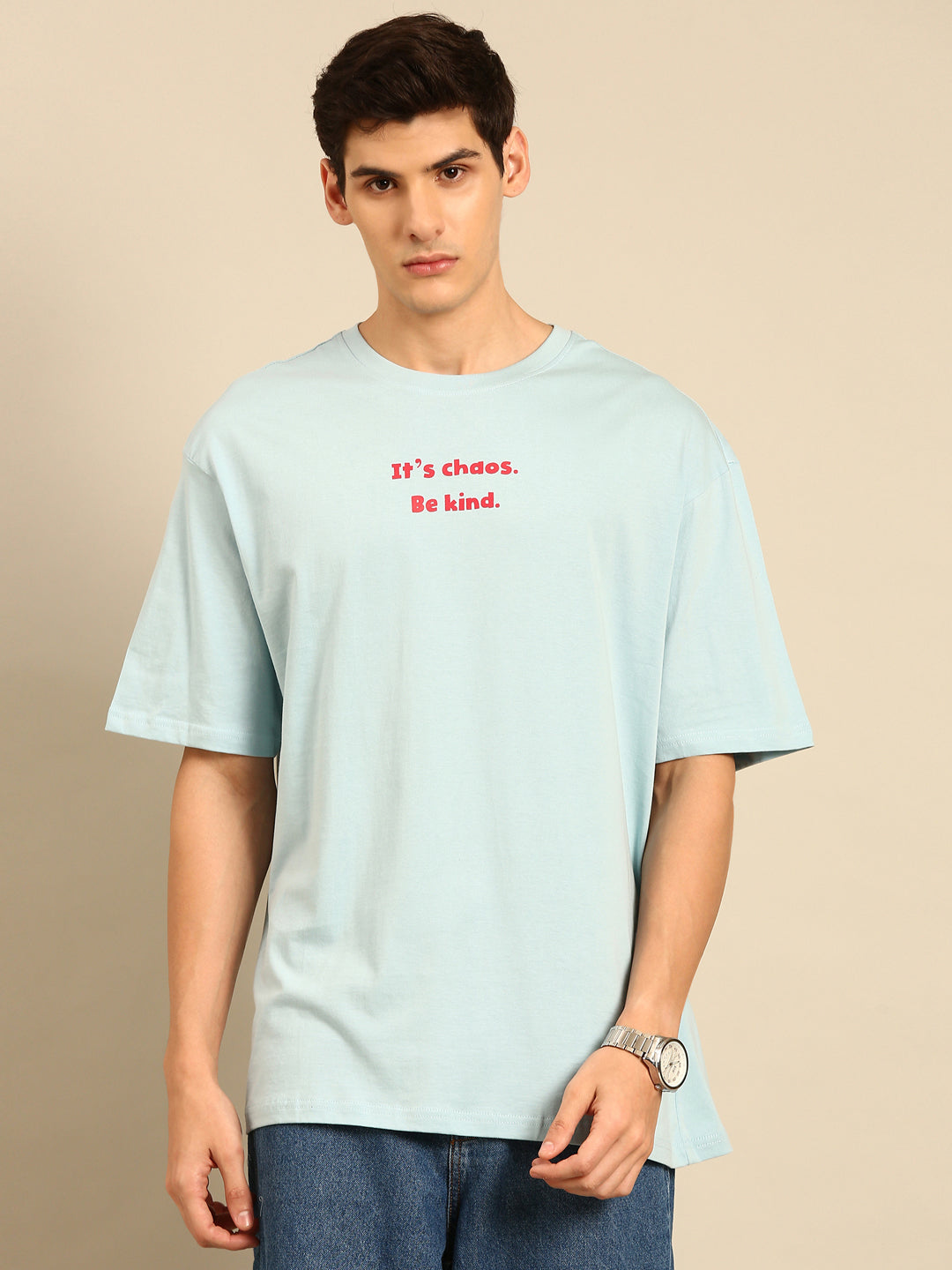 Be Kind: Aqua typography print oversized fit tshirt