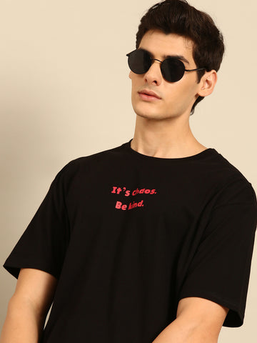Be Kind: Black typography print oversized fit tshirt