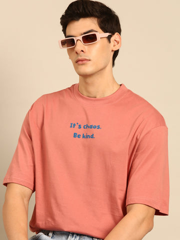 Be Kind: Pink typography print oversized fit tshirt