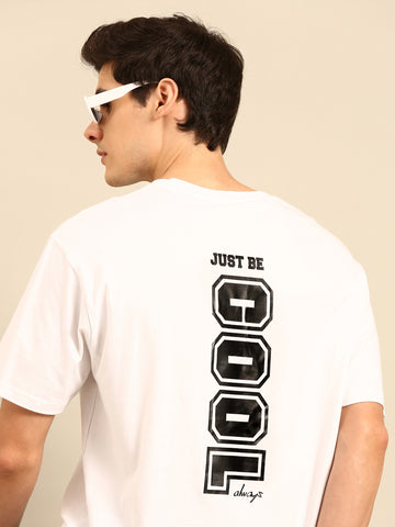 Cool: White typography print oversized fit tshirt