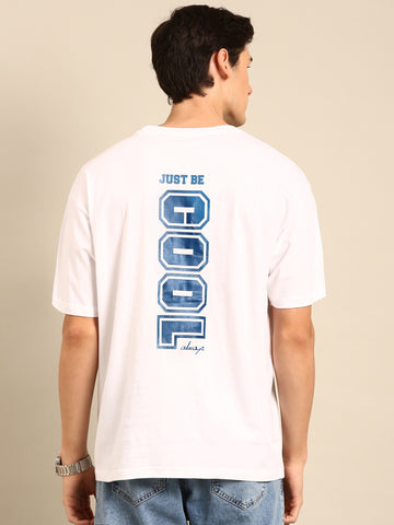Be Cool: White Printed Oversized Tshirt