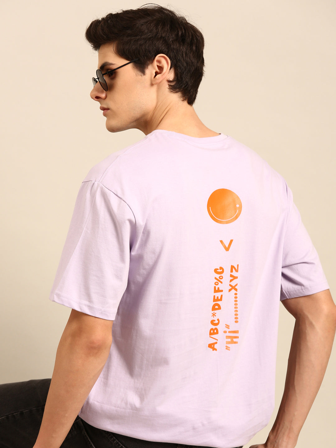 Emoji: Lilac typography print oversized fit tshirt