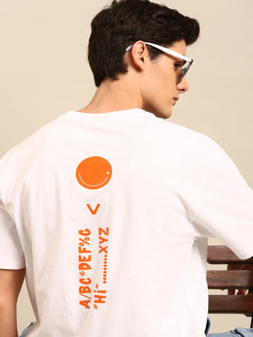 Emoji: White typography print oversized fit tshirt
