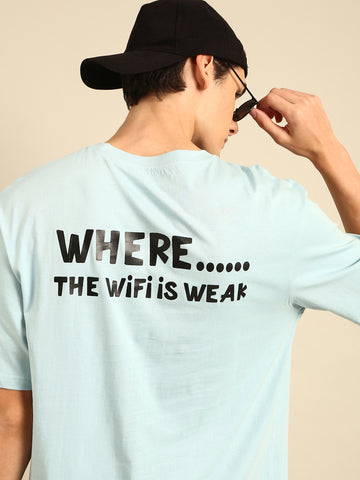 Find Me: Aqua typography print oversized fit tshirt