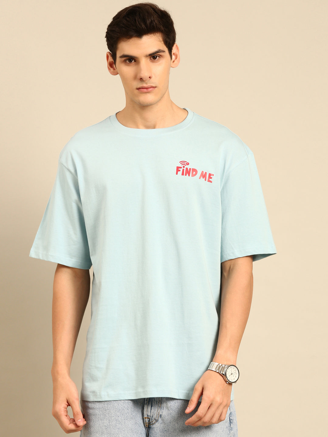 Find Me: Aqua typography oversized fit tshirt