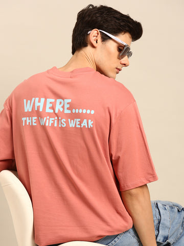 Find Me: Pink typography print oversized fit tshirt
