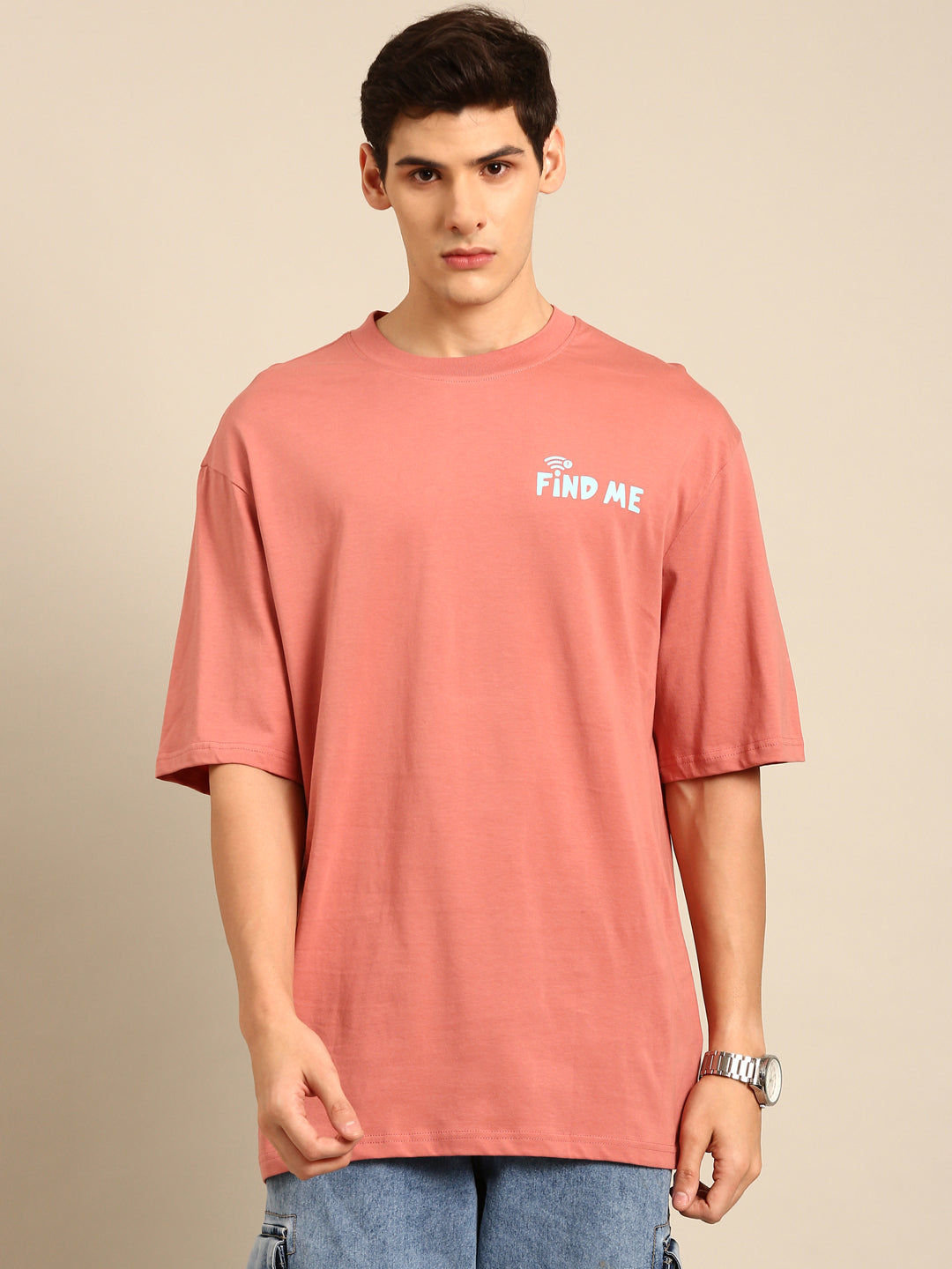 Find Me: Pink typography print oversized fit tshirt