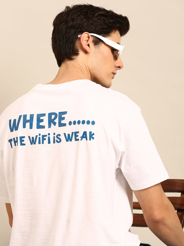 Find Me: White typography print oversized fit tshirt