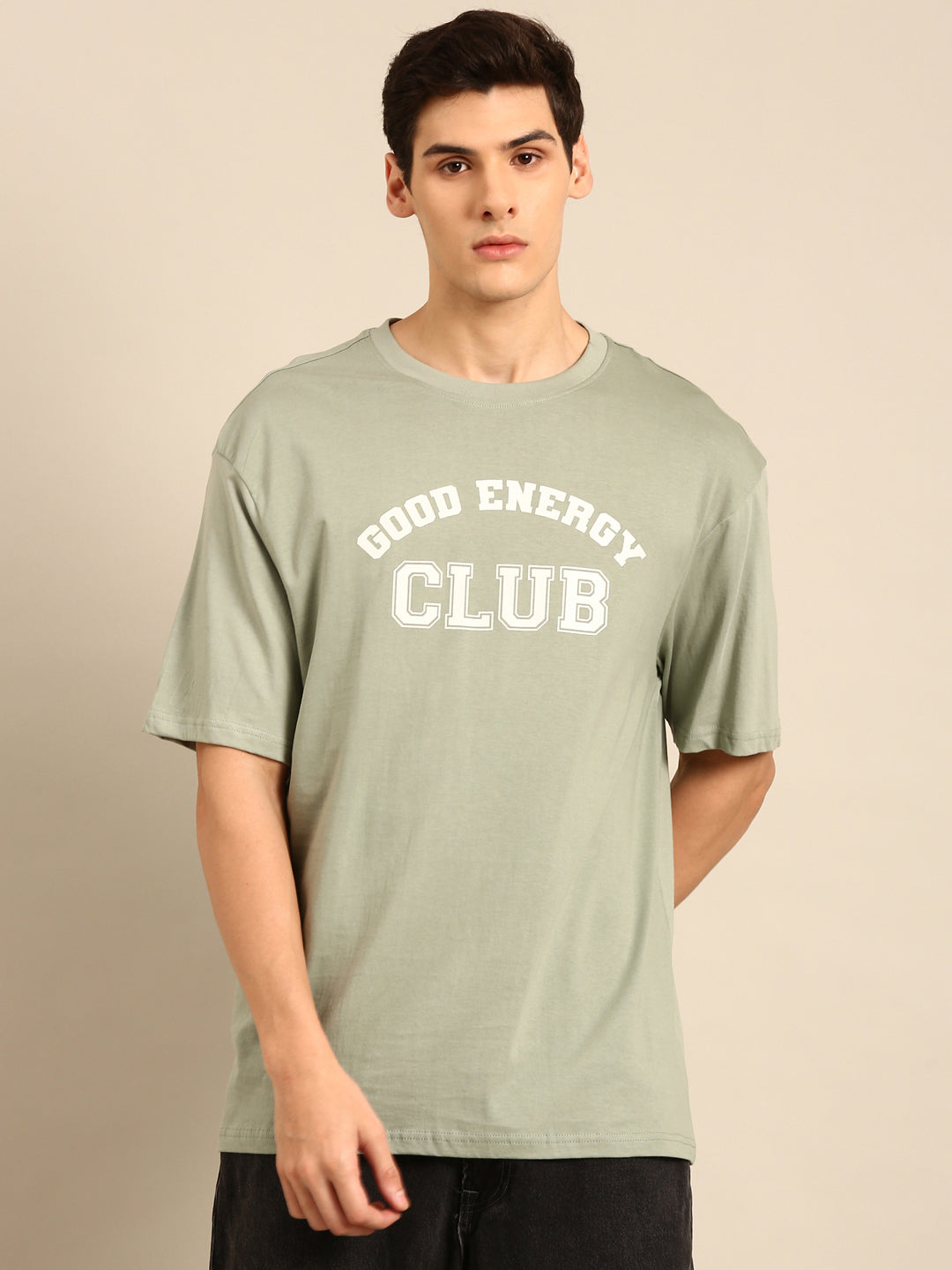 Good Energy Club: Sage typography print oversized fit tshirt