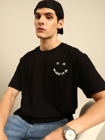 It is What it is: Black typography print oversized fit tshirt