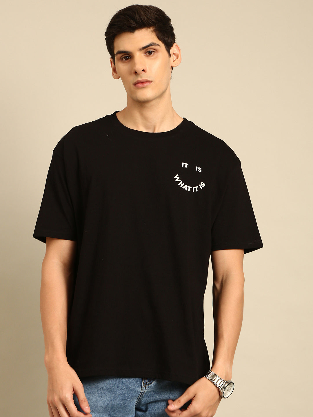 It is What it is: Black typography print oversized fit tshirt
