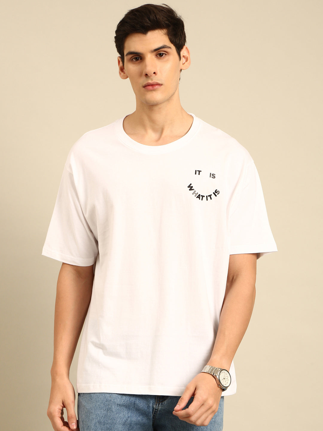 It is What it is: White typography print oversized fit tshirt