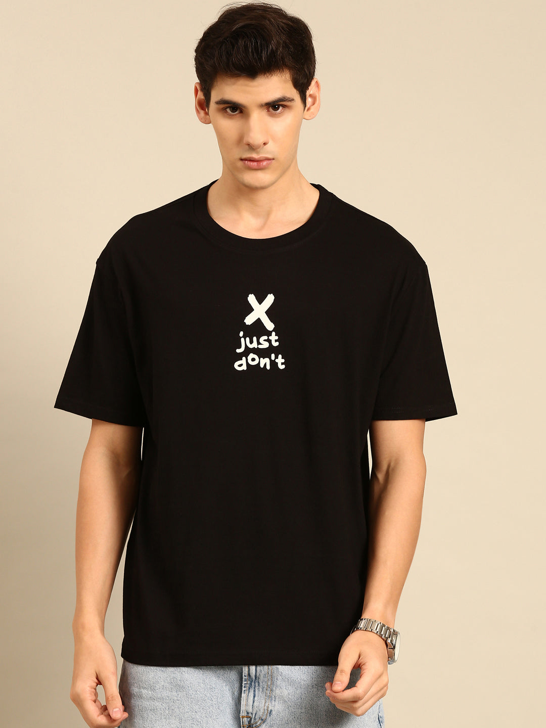 Just Don't: Black typography print oversized fit tshirt