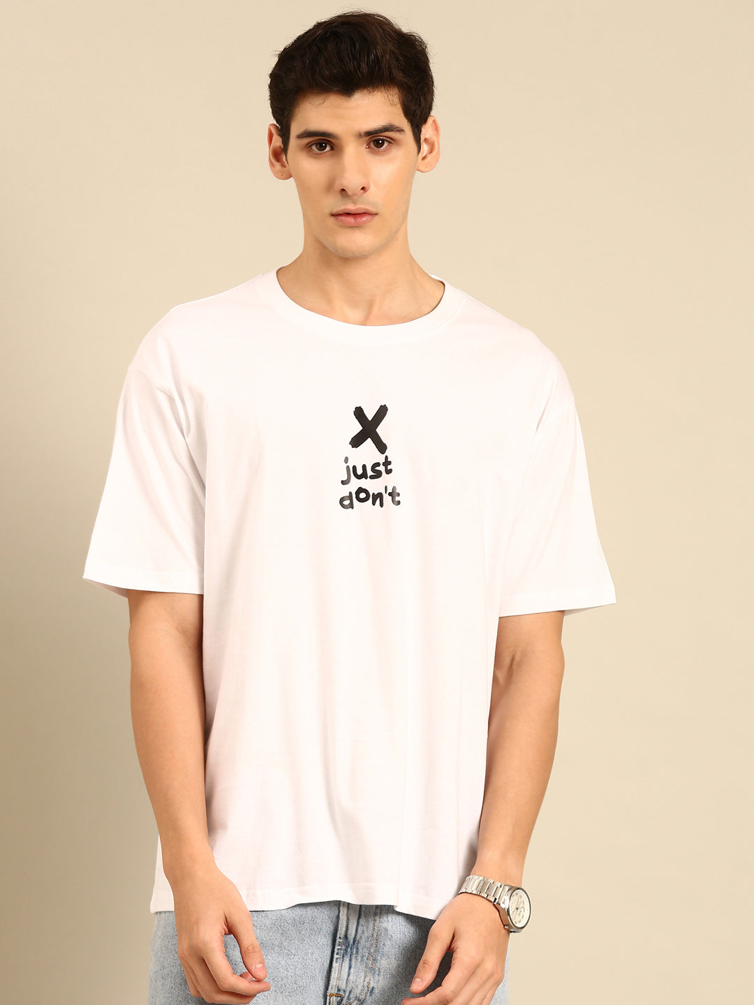 Just Don't: White typography print oversized fit tshirt