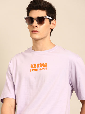 Karma: Lilac typography print oversized fit tshirt