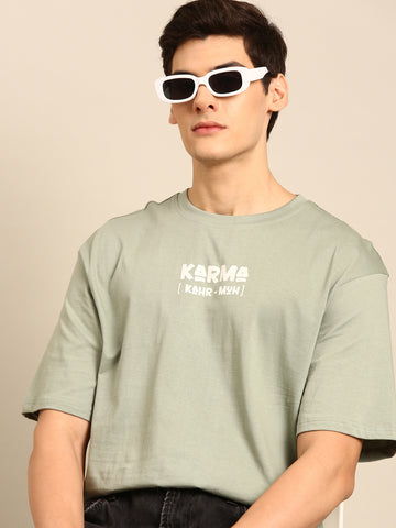Karma: Sage typography print oversized fit tshirt
