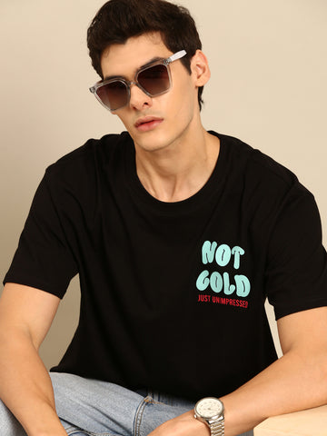 Not Cold: Black typography print oversized fit tshirt