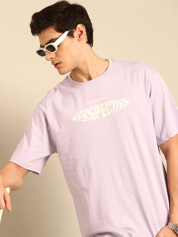 Perspective: Lilac typography print oversized fit tshirt