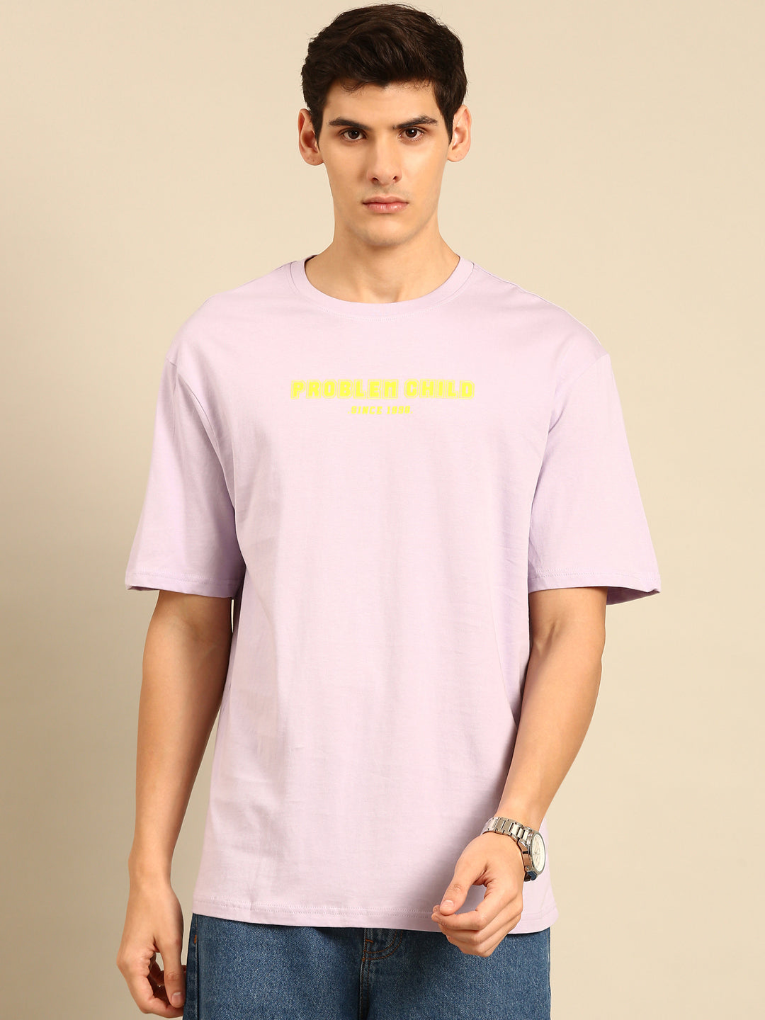 Problem Child: Lilac typography print oversized fit tshirt