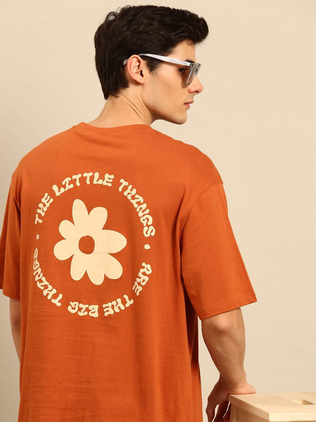 The Little Things: Brown typography print oversized fit tshirt