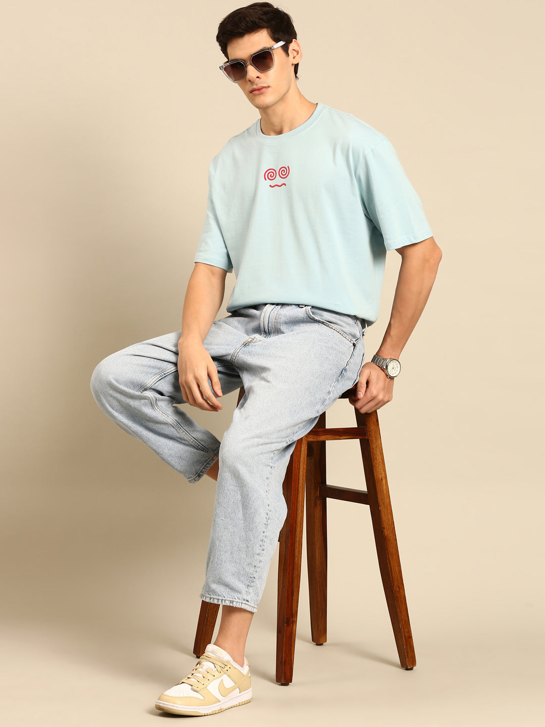 Stay Mad: Aqua typography print oversized fit tshirt