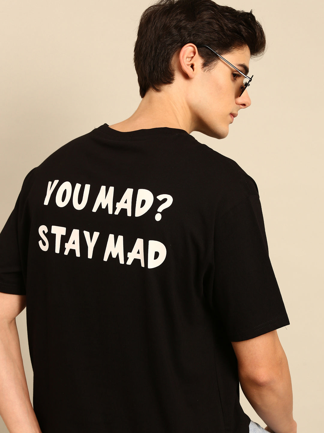 Stay Mad: Black typography print oversized fit tshirt