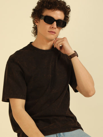 Black Acid Wash distressed Oversized Tshirt
