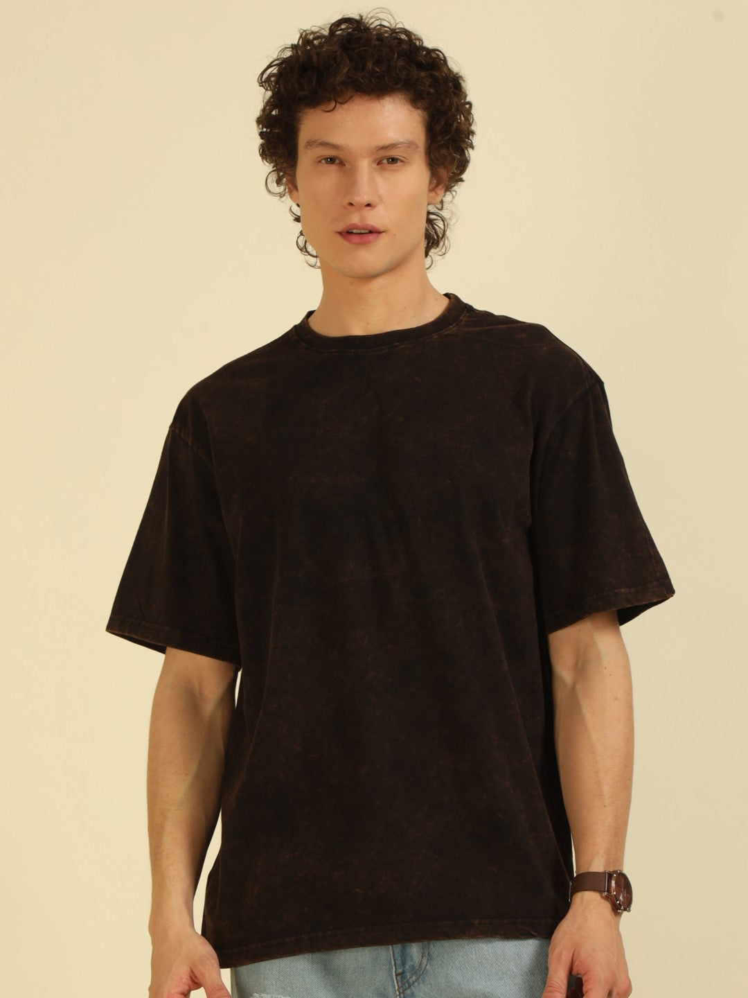 Black Acid Wash distressed Oversized Tshirt