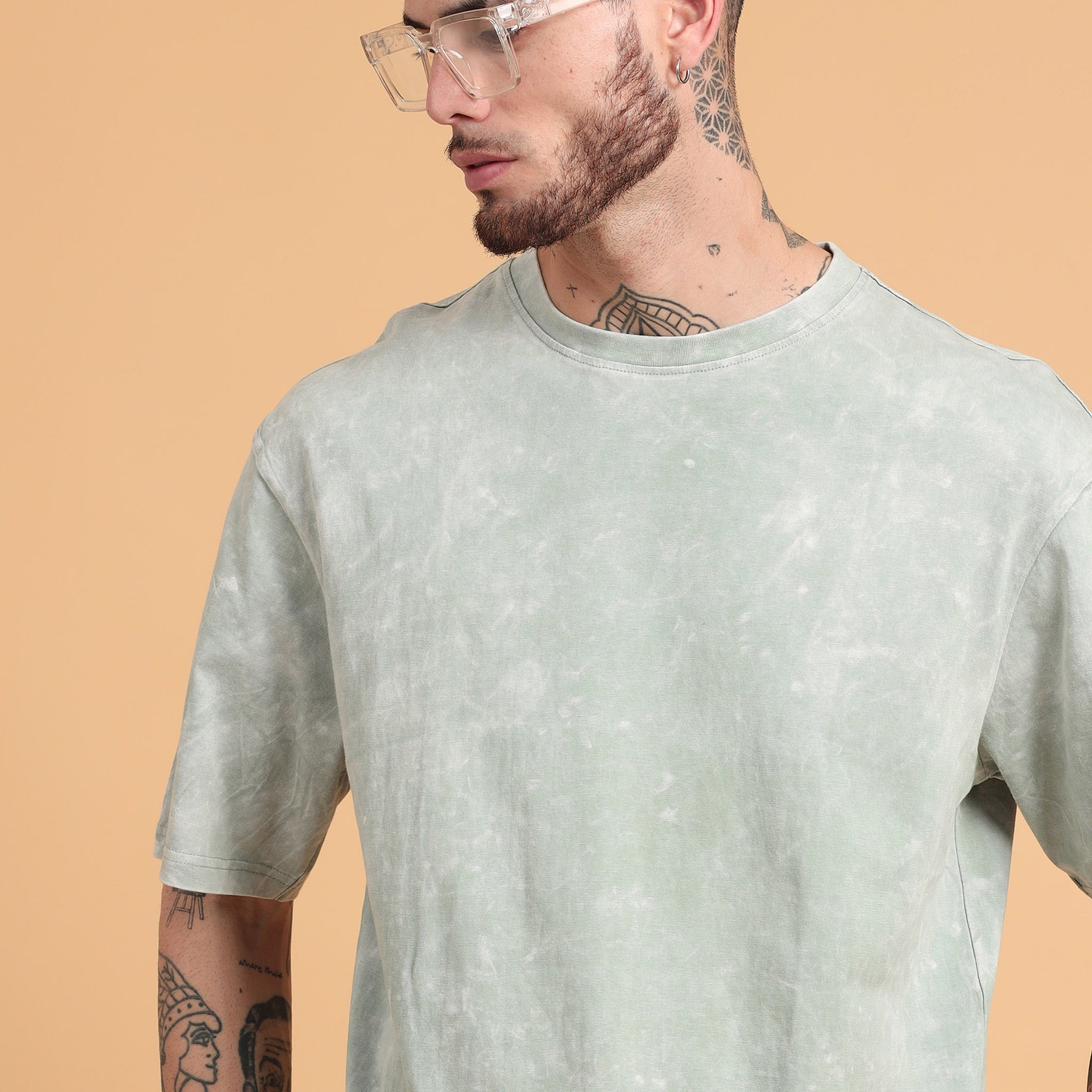 Distress: Sage Solid Acid Wash Oversized Tshirt